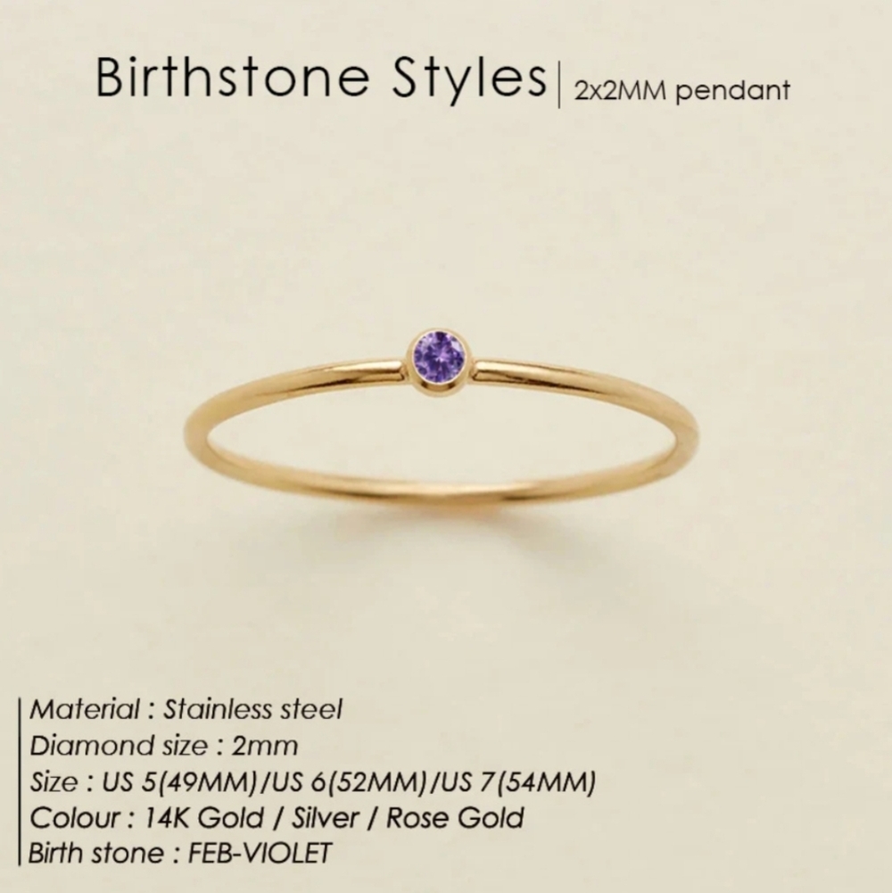 NWT Louise Carter Dainty Birthstone Ring Violet February Size 7